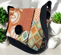 Orange and Black Artisan Patch Messenger, Upcycled Fabric Purse
