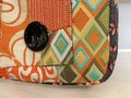 Orange and Black Artisan Patch Messenger, Upcycled Fabric Purse