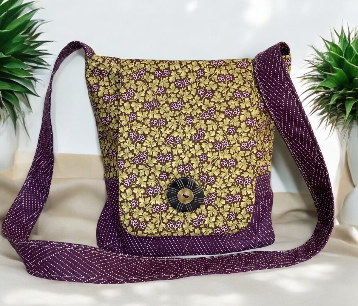 Purple Grapevine Crossbody Messenger